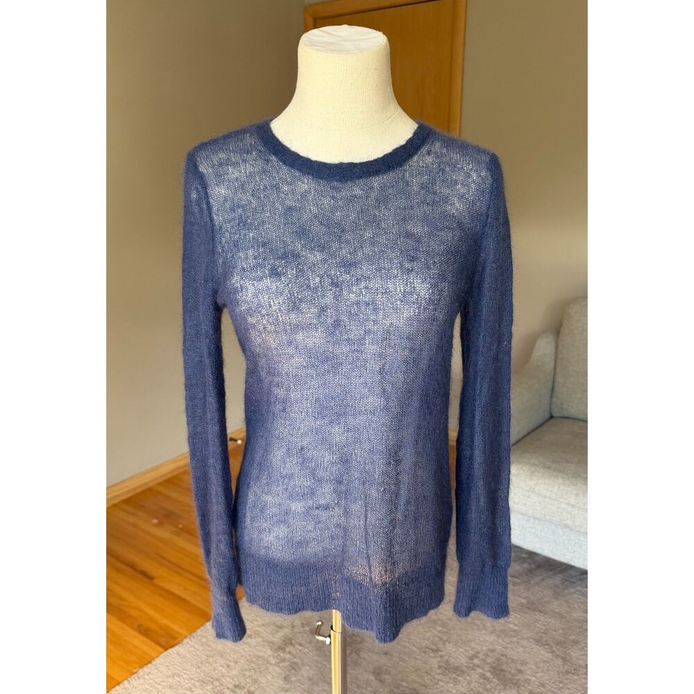 Cobalt Blue Featherweight Semi-Sheer Mohair Blend Crewneck Sweater S J. Jill